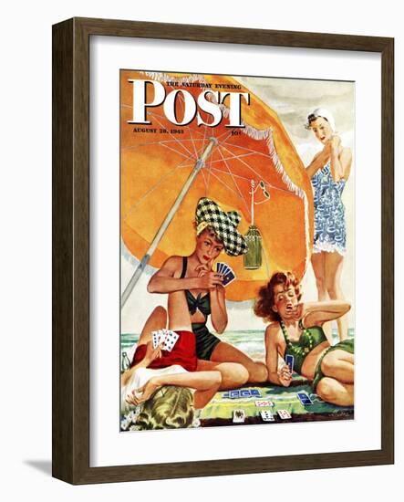 "Card Game at the Beach," Saturday Evening Post Cover, August 28, 1943-Alex Ross-Framed Giclee Print