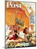 "Card Game at the Beach," Saturday Evening Post Cover, August 28, 1943-Alex Ross-Mounted Giclee Print