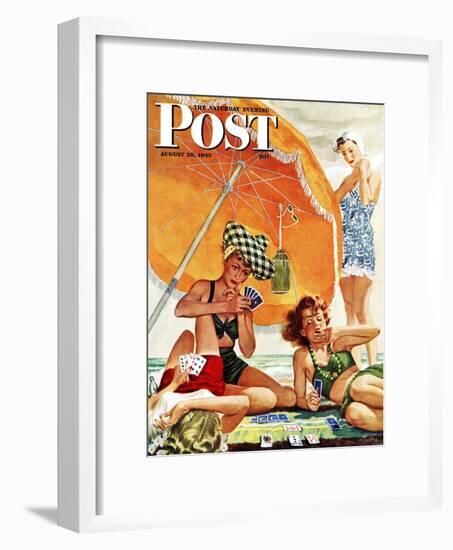 "Card Game at the Beach," Saturday Evening Post Cover, August 28, 1943-Alex Ross-Framed Giclee Print