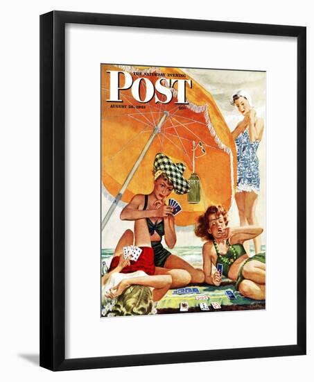 "Card Game at the Beach," Saturday Evening Post Cover, August 28, 1943-Alex Ross-Framed Premium Giclee Print