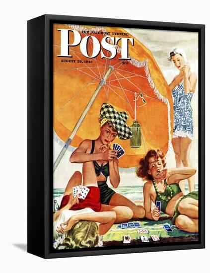 "Card Game at the Beach," Saturday Evening Post Cover, August 28, 1943-Alex Ross-Framed Premier Image Canvas
