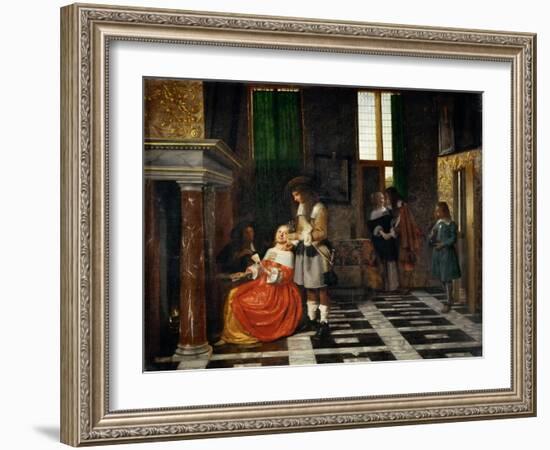 Card Players in an Opulent Interior-Pieter de Hooch-Framed Giclee Print