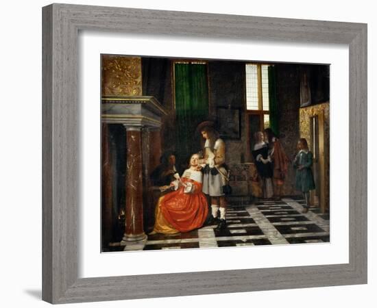 Card Players in an Opulent Interior-Pieter de Hooch-Framed Giclee Print