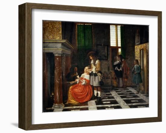 Card Players in an Opulent Interior-Pieter de Hooch-Framed Giclee Print