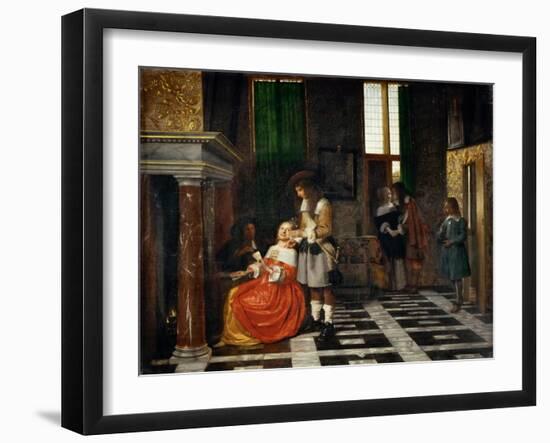 Card Players in an Opulent Interior-Pieter de Hooch-Framed Giclee Print