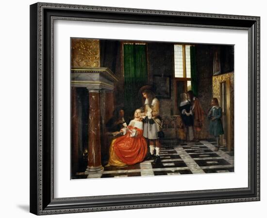 Card Players in an Opulent Interior-Pieter de Hooch-Framed Giclee Print