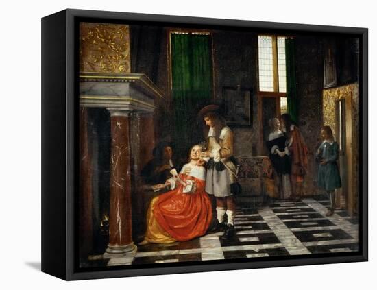 Card Players in an Opulent Interior-Pieter de Hooch-Framed Premier Image Canvas