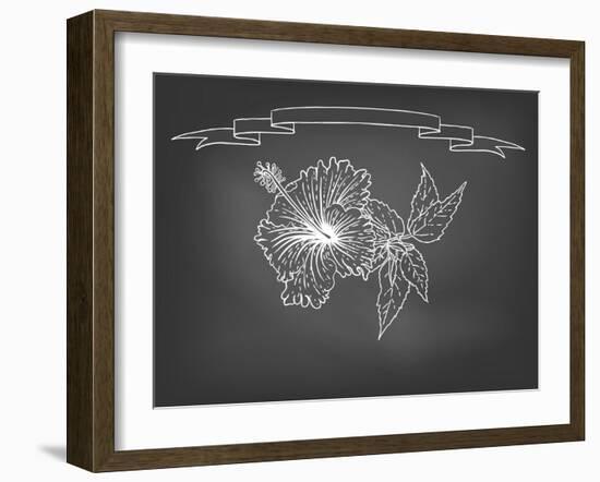 Card with Hibiscus Flower on Chalkboard-tukkki-Framed Art Print