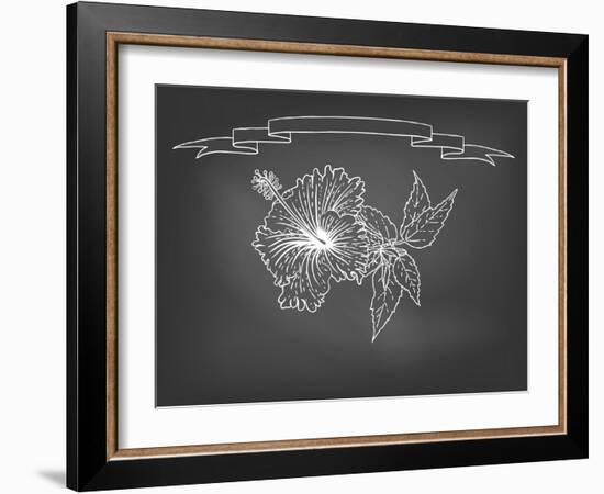 Card with Hibiscus Flower on Chalkboard-tukkki-Framed Art Print