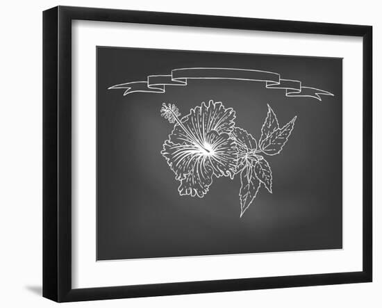 Card with Hibiscus Flower on Chalkboard-tukkki-Framed Art Print