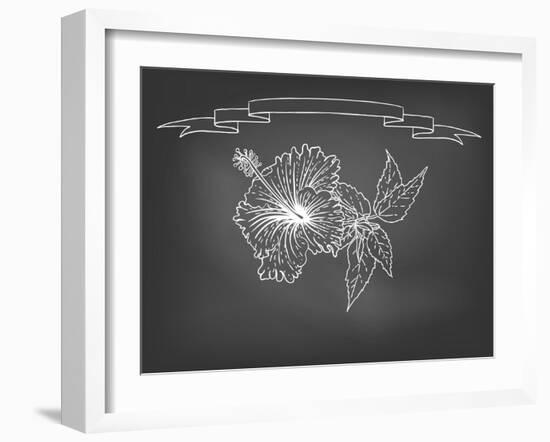 Card with Hibiscus Flower on Chalkboard-tukkki-Framed Art Print