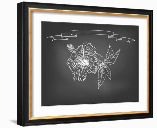 Card with Hibiscus Flower on Chalkboard-tukkki-Framed Art Print