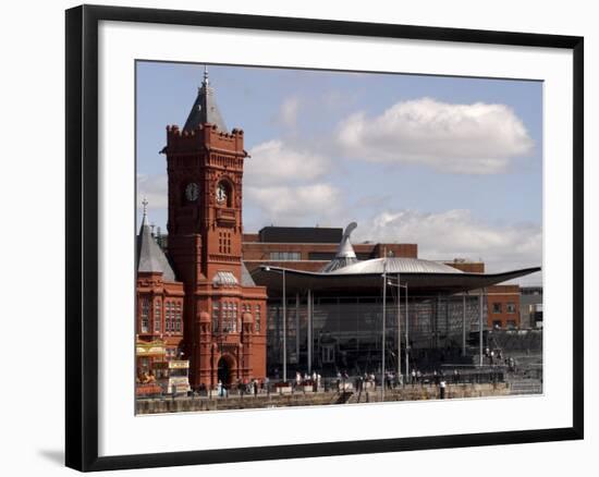 Cardiff Bay Skyline, with Pierhead Building and Welsh Assembly, Cardiff, Wales-G Richardson-Framed Photographic Print