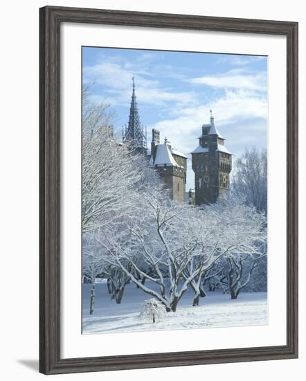 Cardiff Castle in Snow, Bute Park, South Wales, Wales, United Kingdom, Europe-Billy Stock-Framed Photographic Print