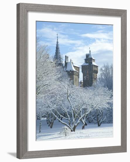 Cardiff Castle in Snow, Bute Park, South Wales, Wales, United Kingdom, Europe-Billy Stock-Framed Photographic Print