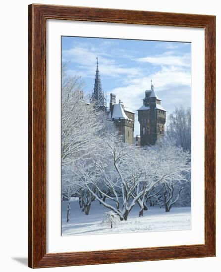 Cardiff Castle in Snow, Bute Park, South Wales, Wales, United Kingdom, Europe-Billy Stock-Framed Photographic Print