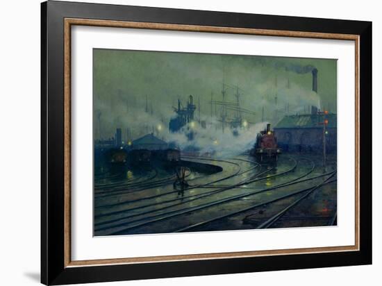 Cardiff Docks, 1896-Lionel Walden-Framed Giclee Print
