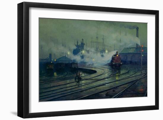 Cardiff Docks, 1896-Lionel Walden-Framed Giclee Print