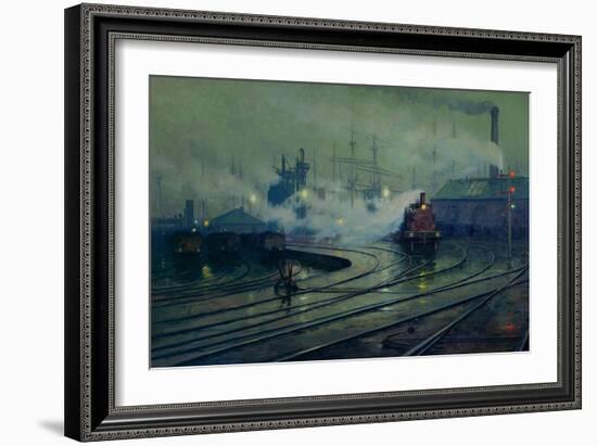 Cardiff Docks, 1896-Lionel Walden-Framed Giclee Print