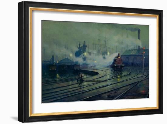 Cardiff Docks, 1896-Lionel Walden-Framed Giclee Print