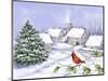 Cardinal and Christmas Scene-MAKIKO-Mounted Giclee Print