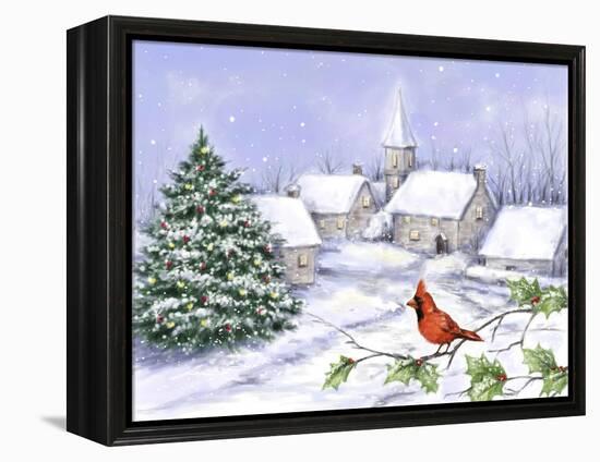 Cardinal and Christmas Scene-MAKIKO-Framed Premier Image Canvas