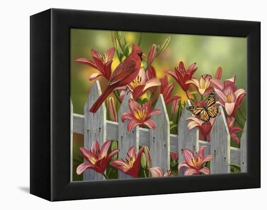 Cardinal and Lilies-William Vanderdasson-Framed Premier Image Canvas