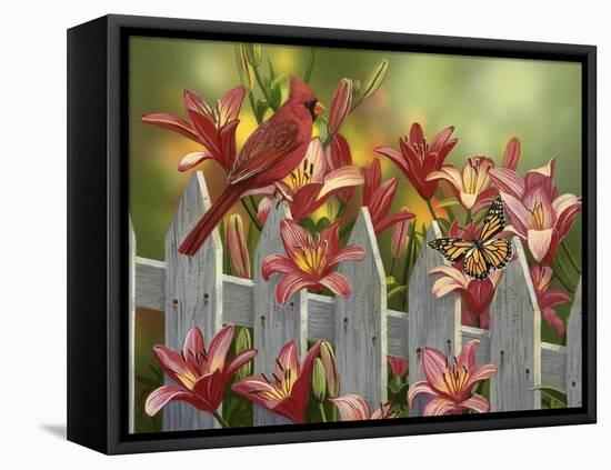 Cardinal and Lilies-William Vanderdasson-Framed Premier Image Canvas