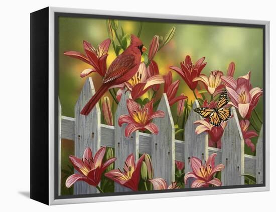 Cardinal and Lilies-William Vanderdasson-Framed Premier Image Canvas