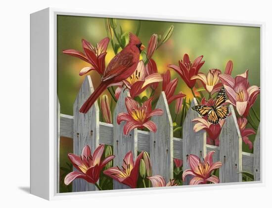 Cardinal and Lilies-William Vanderdasson-Framed Premier Image Canvas