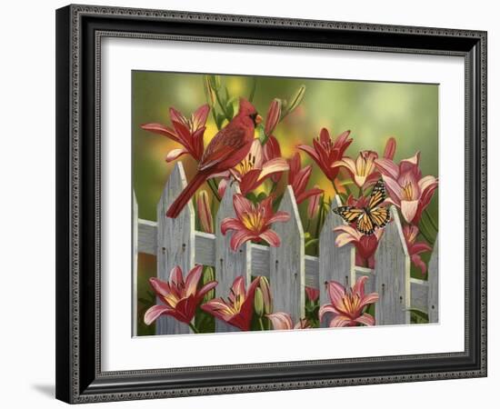 Cardinal and Lilies-William Vanderdasson-Framed Giclee Print