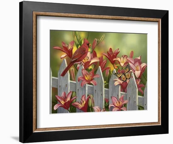 Cardinal and Lilies-William Vanderdasson-Framed Giclee Print