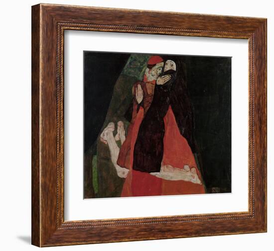 Cardinal and Nun (Caress)-Egon Schiele-Framed Art Print