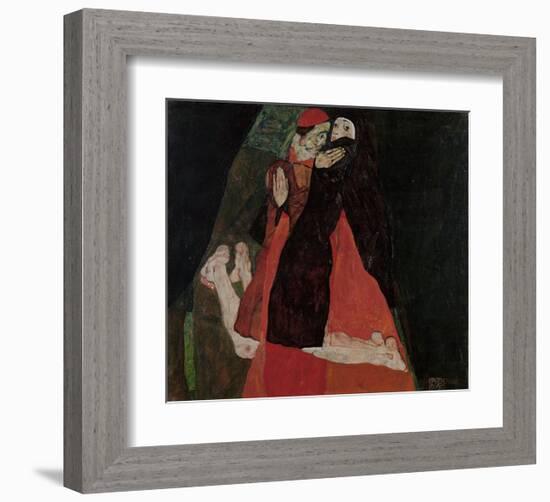 Cardinal and Nun (Caress)-Egon Schiele-Framed Art Print