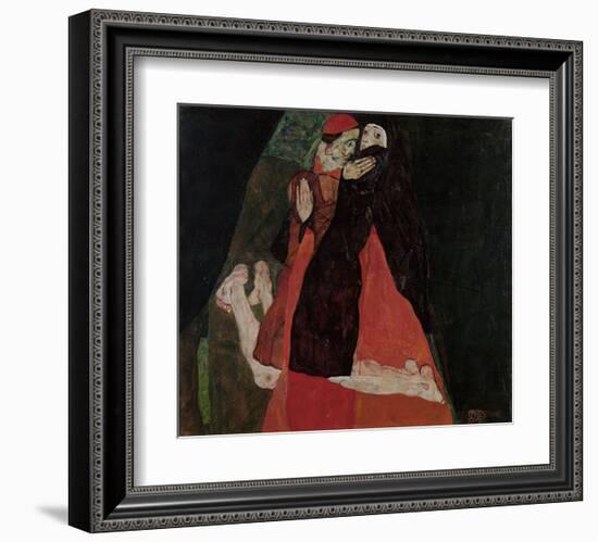 Cardinal and Nun (Caress)-Egon Schiele-Framed Art Print