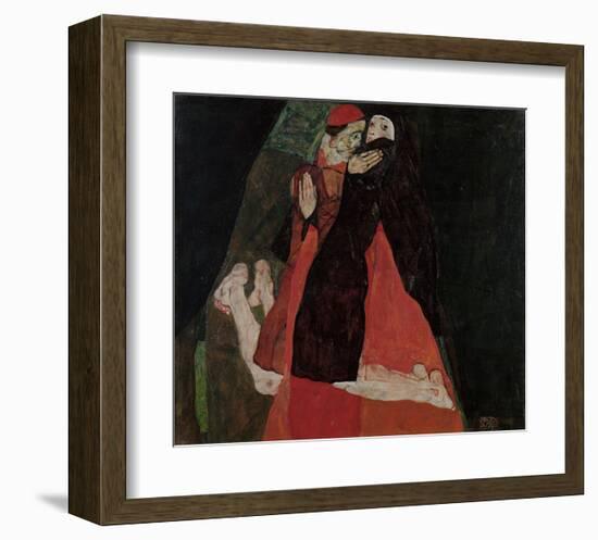 Cardinal and Nun (Caress)-Egon Schiele-Framed Art Print