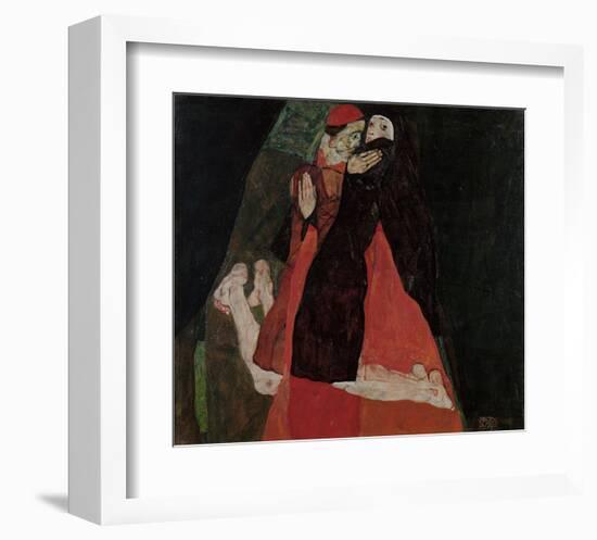 Cardinal and Nun (Caress)-Egon Schiele-Framed Art Print