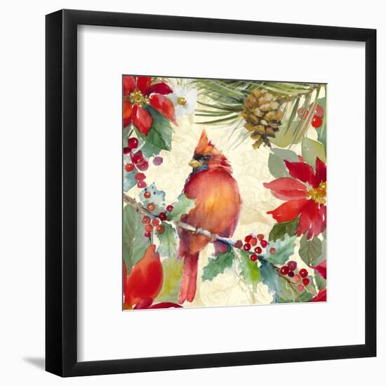 Cardinal and Pinecones II-Lanie Loreth-Framed Art Print