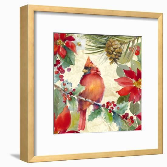 Cardinal and Pinecones II-Lanie Loreth-Framed Art Print