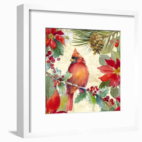 Cardinal and Pinecones II-Lanie Loreth-Framed Art Print