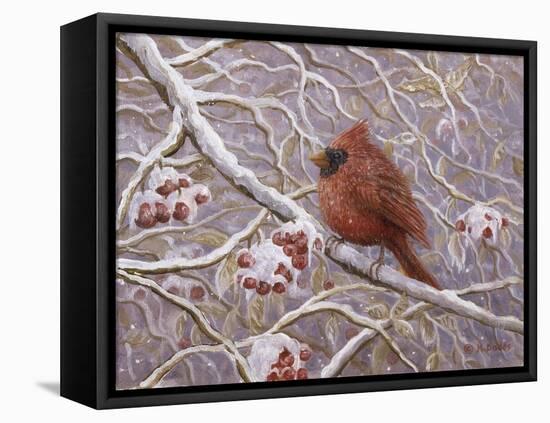 Cardinal and Wild Berries-Kevin Dodds-Framed Premier Image Canvas