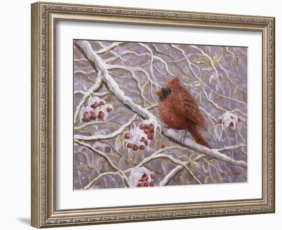 Cardinal and Wild Berries-Kevin Dodds-Framed Giclee Print