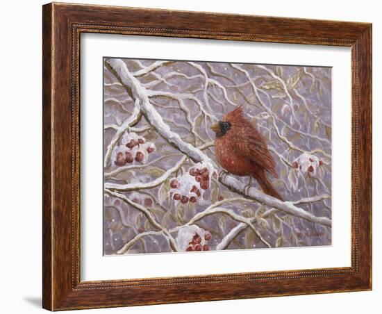 Cardinal and Wild Berries-Kevin Dodds-Framed Giclee Print