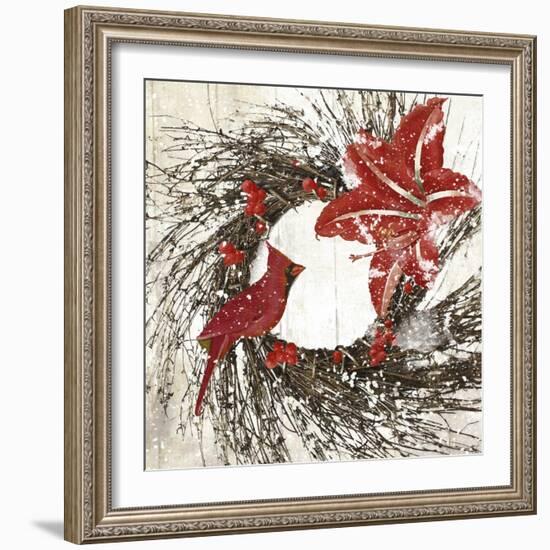 Cardinal Christmas I-Color Bakery-Framed Giclee Print