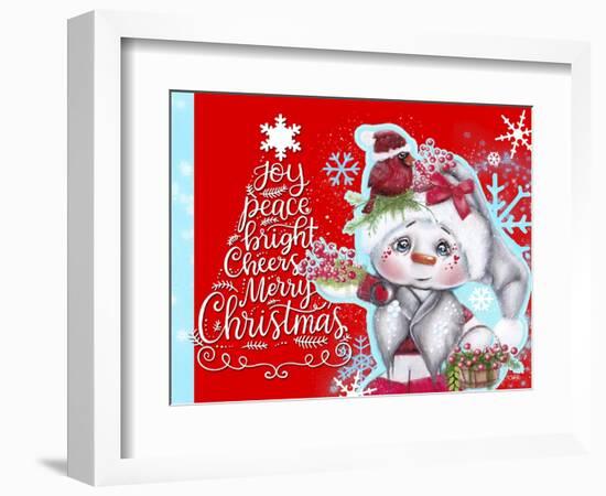 Cardinal Christmas Pal - Snowman - Tree Greeting-Sheena Pike Art And Illustration-Framed Giclee Print