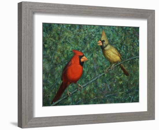 Cardinal Couple-James W. Johnson-Framed Giclee Print