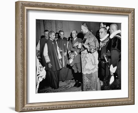 Cardinal Frederico Tedeschini Celebrating Mass at the Eucharistic Congress with Francisco Franco-Dmitri Kessel-Framed Photographic Print