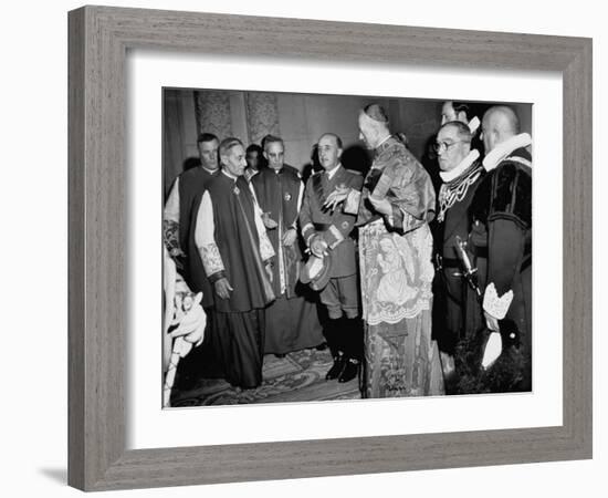 Cardinal Frederico Tedeschini Celebrating Mass at the Eucharistic Congress with Francisco Franco-Dmitri Kessel-Framed Photographic Print