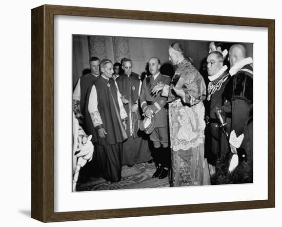 Cardinal Frederico Tedeschini Celebrating Mass at the Eucharistic Congress with Francisco Franco-Dmitri Kessel-Framed Photographic Print