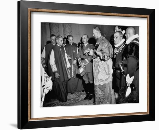 Cardinal Frederico Tedeschini Celebrating Mass at the Eucharistic Congress with Francisco Franco-Dmitri Kessel-Framed Photographic Print